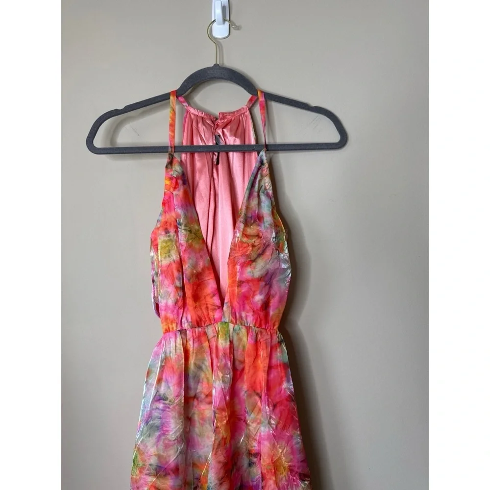 Ramy Brook Wilson Cutout Maxi Dress in Guava Sunburst Size 4 - Picture 3 of 9